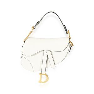 Christian Dior White Leather Mini Saddle Bag